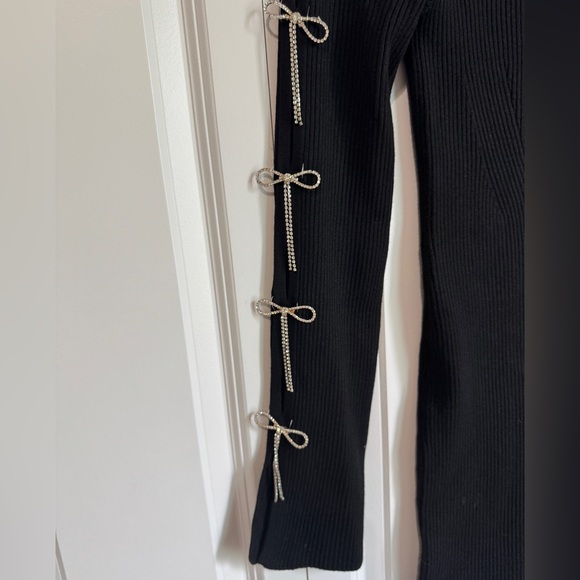 Gianni Bini Black Long Sleeve Dress Mock Neck with Bow Accents Size Small - Picture 3 of 8